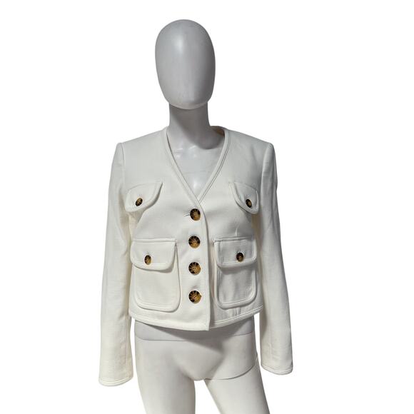 Veronica Beard 'Isola' White Cotton Stretch V-Neck Jacket Size 2 - NWT - Picture 2 of 5